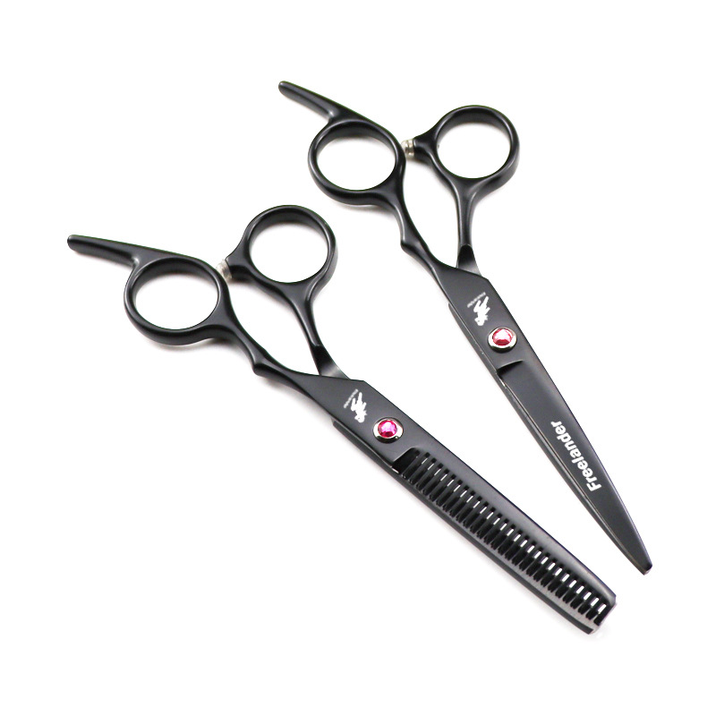 Fashion 6.0 Inch Black Paint Hairdressing Flat Bangs Thinning Scissors