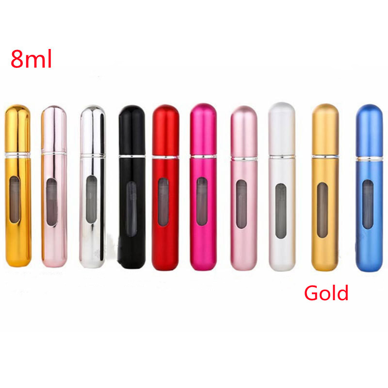 Mini Portable Refillable 8ml 5ml Perfume Aluminum Atomizer Spray Cosmetic Bottle