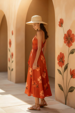 Midi Wrap Dress - Floral Print